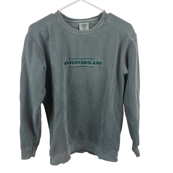 Comfort‎ Colors Adventureland Disney Sweatshirt Size Small Blue Teal - Picture 1 of 5